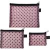 Jeruytgh Astuccio Trucchi,3 Pezzi Porta Trucchi in Mesh a Cuori Stampati,Porta | per Università Lavoro Palestra Scuola Ragazze Donne Ufficio