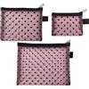 Generico Astuccio Trucchi,3 Pezzi Custodia Zip in Mesh con Stampa Cuori,Portacipria Cisoria Contenitore - per Ufficio Casa Scuola Palestra Viaggi Donne Ragazze Studentesse