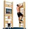 Bare Hands Spalliera Svedese in Legno per Adulti e Bambini - Parete da Ginnastica e Arrampicata Fino a 200 kg - Estremamente Robusta - Disponibile con o Senza Barra per Trazioni e Dip