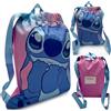 The Geeky Pop Stitch - Sacca Sportiva Bambina - Zaino Sacchetto Piscina Spiaggia Palestra 100% Poliestere - 32x24,5 cm - Azzurro e Rosa - Idea Regalo