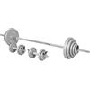 GORILLA SPORTS® Set Bilanciere e Manubri - 100kg, Barra Dritta 170cm, 2 Barre Manubrio 35cm, Ø30mm, 18 Dischi in Ghisa Verniciata, 6 Collari a Spinlock/Molla - Pesi, Palestra, Fitness
