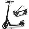 H.yeed Monopattino per bambini dagli 8 ai 12 anni in su, ruote grandi da 200 mm, per adulti con freni a disco, scooter per adulti con cinghia per il trasporto e doppio assorbimento degli urti (Black)