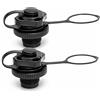 Vomitawy Boston - Confezione da 2 valvole per gonfiabili, ricambio per kayak, zattere, canoe e tubi trainabili, tappo a vite a spirale con tappo, nero, 22 mm