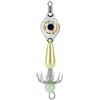 Marchfunny Ami da pesca a forma di calamaro con luce a LED che si illuminano al buio per la pesca di polpi, senza ardiglione, doppio ombrello, 8 cm, 5 g, in metallo e plastica, per pesca notturna (giallo)