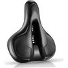 Caswynlife Sella larga per bicicletta, extra large, imbottita, con palla ammortizzante, per uomini e donne, ventilazione cava ergonomica, striscia riflettente ad alta luminosità, colore nero