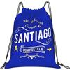World of Pilgrims Camino de Santiago - Sacca da ginnastica Buen Camino Santiago Compostela, con coulisse, per il tempo libero e le escursioni, 34 x 42 cm, colore: blu