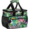 Helhappy Grande borsa termica da campeggio per picnic, tropicale verde, foglia, fenicottero, zebra, uccelli, pieghevole, portatile, da viaggio, per uomini e donne, 20 l