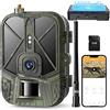 YTLJJ Fotocamera Caccia 4G 4K 36MP con Batteria al Litio da 10000 mAh, Fototrappola Notturna Infrarossi Invisibili sim Telefonica Invio Foto con App, per la Monitoraggio della Fauna Selvatica