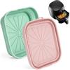 Euqvunn Teglia in Silicone Friggitrice ad Aria, 2 Pezzi Accessori Friggitrice ad Aria, Antiaderenti e Pieghevoli, Vassoio Quadrato per Cestelli Oltre 3 L, Inserti per Airfryer, Rosa Chiaro e Verde Chiaro