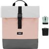 LARKSON Zaino Donna Uomo Rosa Grigio - Tammo - Borsa per PC Portale, Lavoro, Università e Viaggio - Rolltop Leggero - Impermeabile