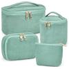 beifon Set di 3 beauty case da donna con motivo floreale, borsa per il trucco, portatile, grande, per donne e ragazze, Set da 4 pezzi, colore verde, 26 x 16 x 14 cm, moderno