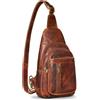 ROYALZ Portofino Zaino Monospalla Uomo Pelle Vera - Crossbody Bag Borsello a Tracolla Piccolo Moderno - Marsupio Antifurto per Viaggio e quotidiano