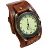Generic NYSDM - Orologio da polso vintage in pelle, unisex, con numeri romani, casual, al quarzo, Marrone