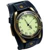Generic NYSDM - Orologio da polso vintage in pelle, unisex, con numeri romani, casual, al quarzo, Nero