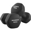 SONGMICS Set di 2 Manubri, 2 x 6 kg, Manubri Esagonale con Superficie in Vinile, per Fitness, Esercizio, Addestramento, per Palestro in Casa, Nero Inchiostro SYL160B01