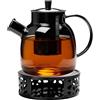 Leikurvo Teiera in vetro borosilicato da 1,5 l, con colino, fornello e coperchio, lavabile in lavastoviglie, per tè sfuso, tè alla frutta, mantiene caldo a lungo (1500 ml, lavabile in lavastoviglie)