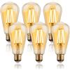 FLSNT Dimmerabile Vintage LED Lampadine Edison E27, ST64 Retro LED filamento Lampen, 7W (equivalenti a 60W), Bianco caldo 2700K, 700 Lumen, Vetro Ambrato, Confezione da 6