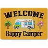 FunXiLin Divertente zerbino con scritta Welcome Happy Camper (60 x 40 cm), antiscivolo, idea regalo, decorazione per la casa, per porte, cucina, ingresso
