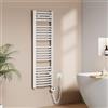 EMKE Scaldasalviette Elettrico per Bagno 120 x 40 cm, Radiatore Curvato con Termostato, Scaldasalviette, Supporto Porta-Asciugamani Elettrico, Bianco, 500 Watt