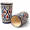 Generico Set 2 Bicchieri in Ceramica Marocchina Dipinti a Mano Artigianali Orientali per Tè alla Menta e Caffè - Decorazione Casa Etnica Stile Berbero h.11cm Ø7cm - Design Geometrico Tradizionale 1812251202