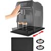 Xespis Tappetino Macchina Caffè in Silicone Con Bordo, 47 x 29 cm, Antiscivolo e Impermeabile per Caffettiera e Robot da Cucina + 2 Sottobicchieri