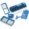 Genius Nicer Dicer - Affettaverdure intelligenti, 6 pezzi, per grattugiare cubi, taglierina per insalata e frutta, contenitore da 800 ml, colore: blu