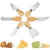 Manqyi 6 Pezzi Set di Coltelli da Formaggio, Mini Coltelli da Formaggio in Acciaio Inox, Taglierina con Manico in Legno per Burro, per Burro, Dolce, Pizza, Cottura in Cucina