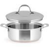 H&H Casseruola Bassa in Acciaio Inox e Rame, 2 Manici, 26cm, Con Coperchio