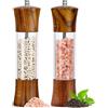 Haomacro Set di 2 macine per sale e pepe in legno, manuali, solidi, con forti macinini in ceramica regolabili, acrilico trasparente