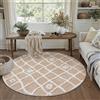 PureCozy Tappeto Rotondo Salotto 120cm Beige Antiscivolo Lavabile Grande Camera da Letto Tappeti 3D Geometrico Moderno Carpet Sala Soggiorno Cameretta Bambino Pelo Corto Rug