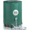 Relaxdays cisterna pieghevole 250 L, giardino & balcone, 2 rubinetti, troppopieno, coperchio anti-foglie, PVC, verde