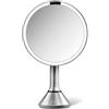 simplehuman specchio con sensore con controllo touch e impostazioni per doppia luminosità, acciaio inox spazzolato