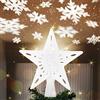 Bakaji Puntale a Forma di Stella Luminoso con Gioco Luci Fiocchi di Neve a Riflesso su Soffitto Altezza 26cm Decorazione Punta Albero di Natale Decorazioni Natalizie con Glitter (Bianco)