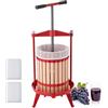 VEVOR Pressa Manuale per Frutti Vino, Torchietto Manuale per Vino Succhi Frutte 18 Litri per Mele UVA Arance Verdure Cestello in Legno Massello di Faggio, Pressa con 2 Sacchetti Filtro Manico a T