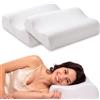 cuscini fiber - 2 Cuscino Cervicale per Dormire in Memory Foam con Fodera Misto Cotone, Dotato di Tecnologia a Doppia Onda, Guanciale in Morbido Memory Foam per Supportare il Collo 40x67