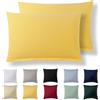 Alreya Set di 2 Federe in 100% jersey di cotone con chiusura lampo - 30 x 50 cm - Giallo - Federa Cuscino, Copricuscino Divano, Federa super morbida 30x50
