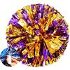 SHTGOI 2 pompon da cheerleading pom poms con manico cheerleader, fiori a mano, per eventi sportivi, giochi a palla, balli, feste di carnevale, viola + oro 1#