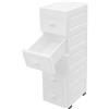 KigerNee Cassettiera con ruote a 5 cassetti, in plastica PP, impermeabile, salvaspazio, 25 x 34 x 82 cm, per bagno, ufficio, soggiorno, con manico floreale, colore: bianco