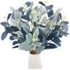 SJUNJIE 8 Pezzi Eucalipto Artificiali Foglie di Eucalipto Artificiali Rami Verdi Artificiali 4 Ciascuno di Colore Blu Scuro e Azzurro Utilizzati per Vasi Decorazioni per la Tavola