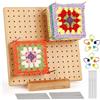 Dantolo Granny Square Spanner, blocco di blocco per Granny Square, 20 x 20 cm, in bambù con 20 perni in acciaio inox e 5 aghi e 10 segni, tavole di blocco Crochet, set completo.