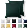 Alreya Set di 2 Federe in 100% jersey di cotone con chiusura lampo - 50 x 50 cm - Verde Foresta - Federa Cuscino, Copricuscino Divano, Federa super morbida 50x50