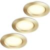 HCFEI Set di 3 faretti da incasso per mobili, 12 V, ultra piatti, 3 W, foro da 55 mm, con cavo da 2 m, IP44, per camper, roulotte (oro 4000 K)