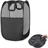 Alfven Pop up Laundry Hamper Portabiancheria,36 x 36 x 58 Cesto Portabiancheria Pieghevole a Rete Cesto Portatile Pop-Up con Manici per Bagno, Camera, Viaggio e Camping (nero)
