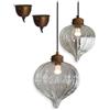 LOBERON Baisse Coppia di lampade a sospensione - Vetro soffiato ed ottone - Paralume a forma di goccia, trasparente/ottone
