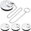 JETOP Tappo Lavandino Bagno, 4 Pezzi Tappi Lavandino Bagno Ø 42-45mm Tappo Bidet Universale con Catena in Acciaio Inossidabile Tappo di Scarico per Bagno Cucina Lavabo Vasca da Bagno Lavello