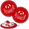 NARAMAKI Tovagliette Romantiche a Forma di Fiore in Feltro - Set 2 Rosse per Festa della Mamma 2025 - Addobbi per Colazione e Cena in Cucina