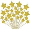 MHDAMAI Decorazioni per Torte,50 Pack Toppers Cupcake Decorazioni Glitter Forma di Stella Cake Toppers Star per Matrimoni Compleanni Parti Fruit Oro 9.2CM