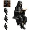 Generico Gothic Dark Fantasy Figure,Hooded Shadow Reader Statue,Skull Black Robe Mystery Reading Sculpture,Unique Home Office Desktop Decor,Unique Gift for Book Lovers Gothic Art Collectors