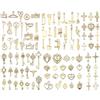 VYZUTR 100 Pezzi Ciondoli Misti Bigiotteria Charm Antico Argento Ciondoli Antico Ciondolo in Argento Charms per Orecchini Bracciale Collane Ornamenti Artigianali, Oro-E