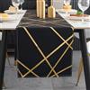 Brylleii Runner da Tavolo Nero Moderni 33 x 180 Runner Tavola Moderno Linee Oro Lavabile Decorazione da Centro Tavolo Centrini per Soggiorno Sala da Pranzo Primaverile Estivo Caffè